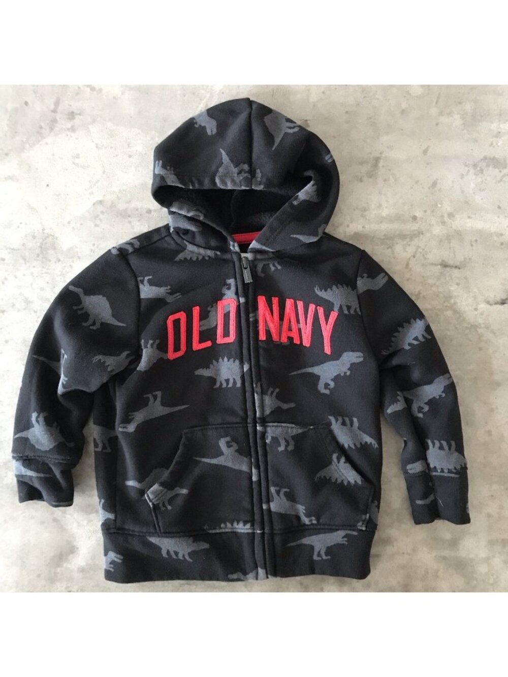 Old Navy Hoodie Boys 2T Toddler Dinosaurs Full Zip Sweatshirt Jacket AOP Grunge